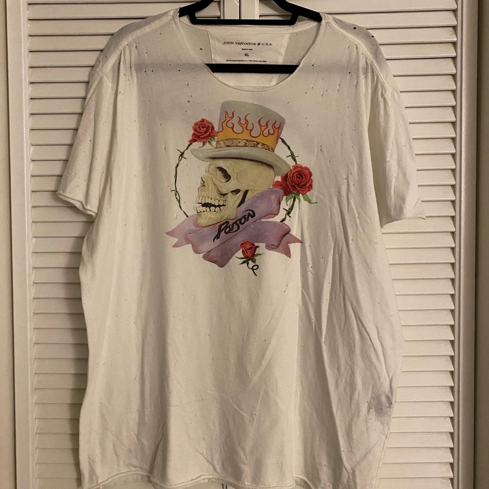 John Varvatos Men's Raw Edge Ss Tee-Poison Skull